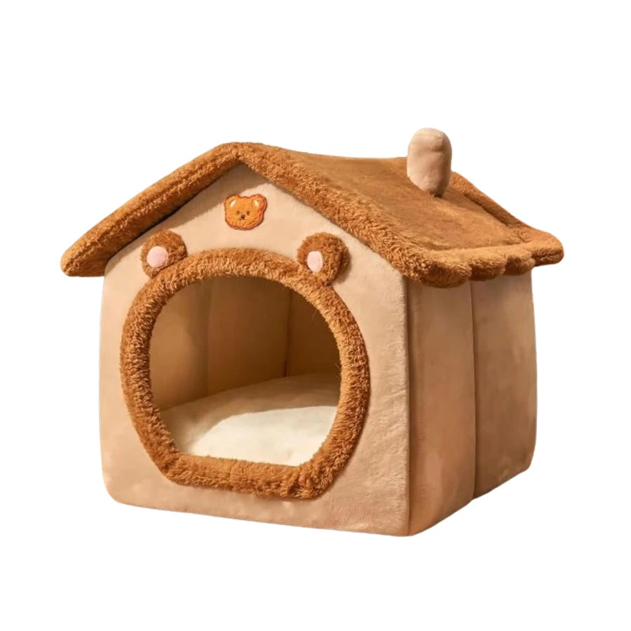 Foldable Pet House Bed – Washable Cat & Puppy Cave Sofa for Small Pets