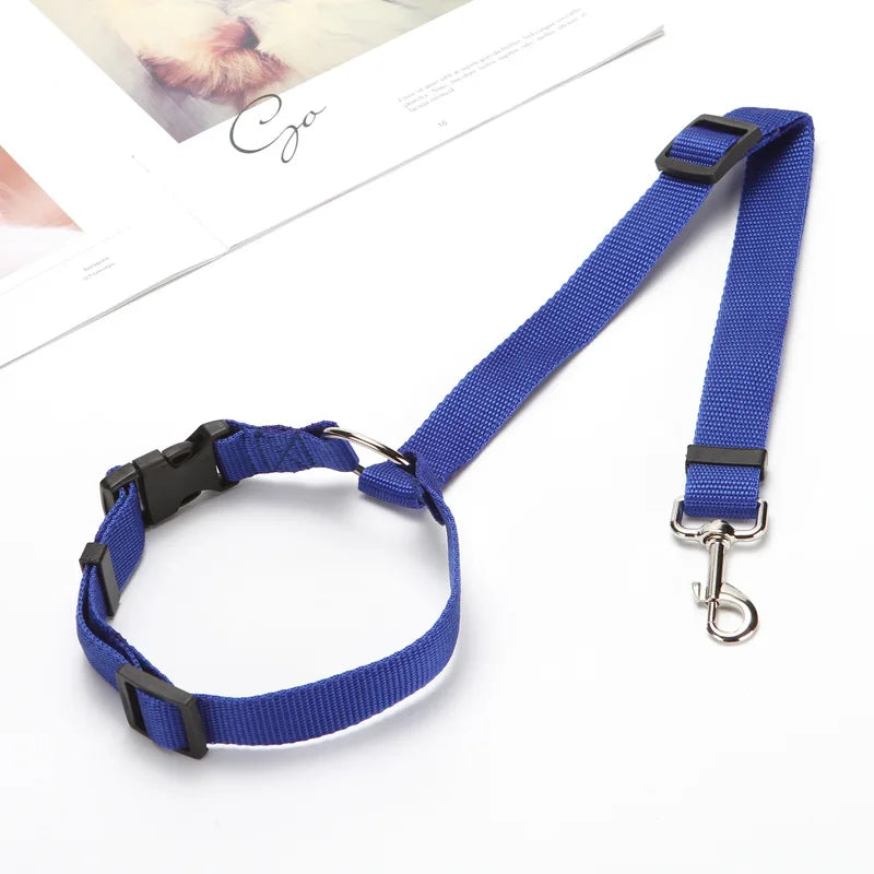 2-in-1 Adjustable Pet Car Seat Belt & Nylon Leash – Solid Color