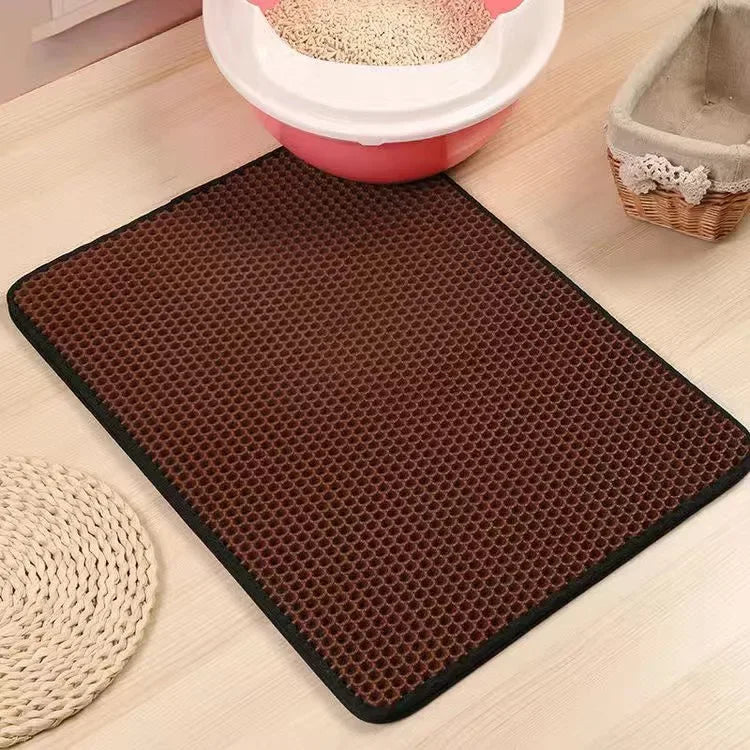 Waterproof Double-Layer Cat Litter Mat – Non-Slip, Washable Pad with Bonus Gift