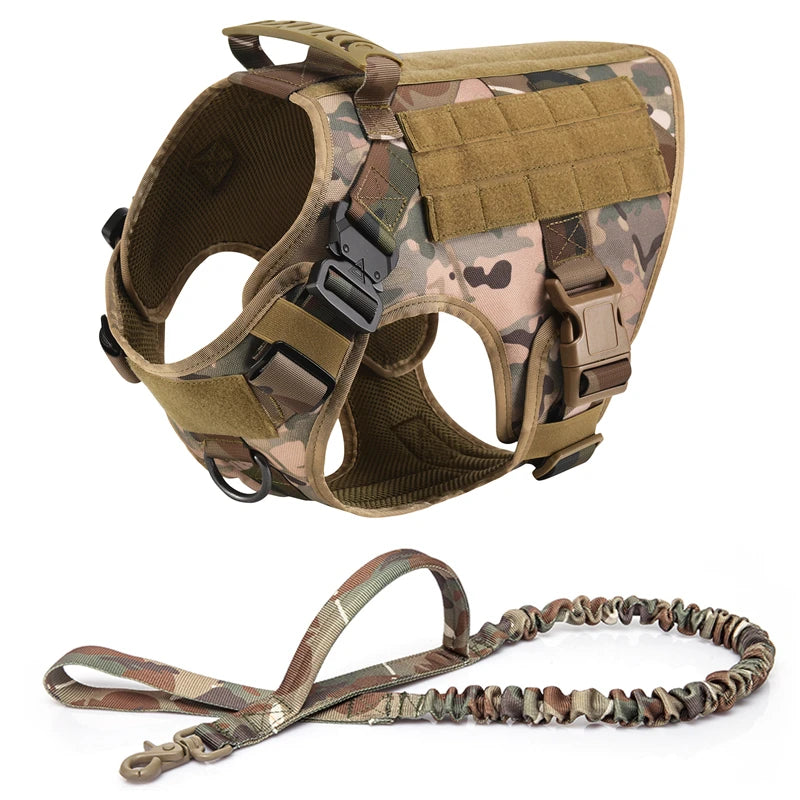 Tactical Dog Harness & Leash Set – Military Training Vest for All Breeds