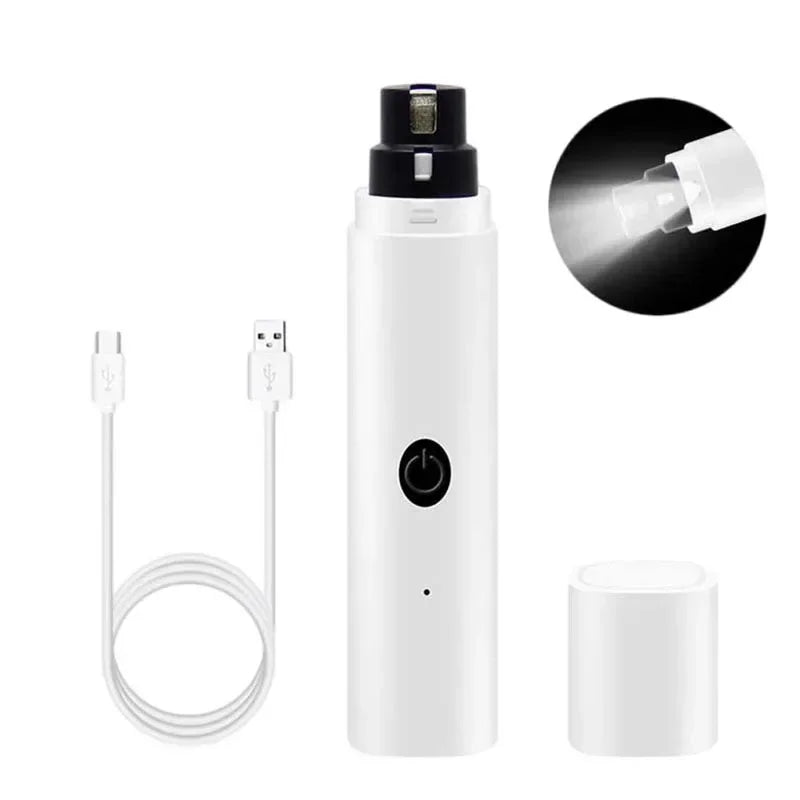 Electric Pet Nail Grinder – USB Rechargeable Dog & Cat Nail Clippers with LED Light