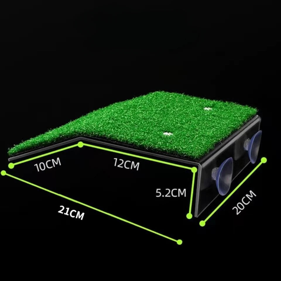 S/M/L Turtle Platform Float with Grass Ramp – Reptile Resting Terrace, Moss Island & Aquarium Habitat Decor