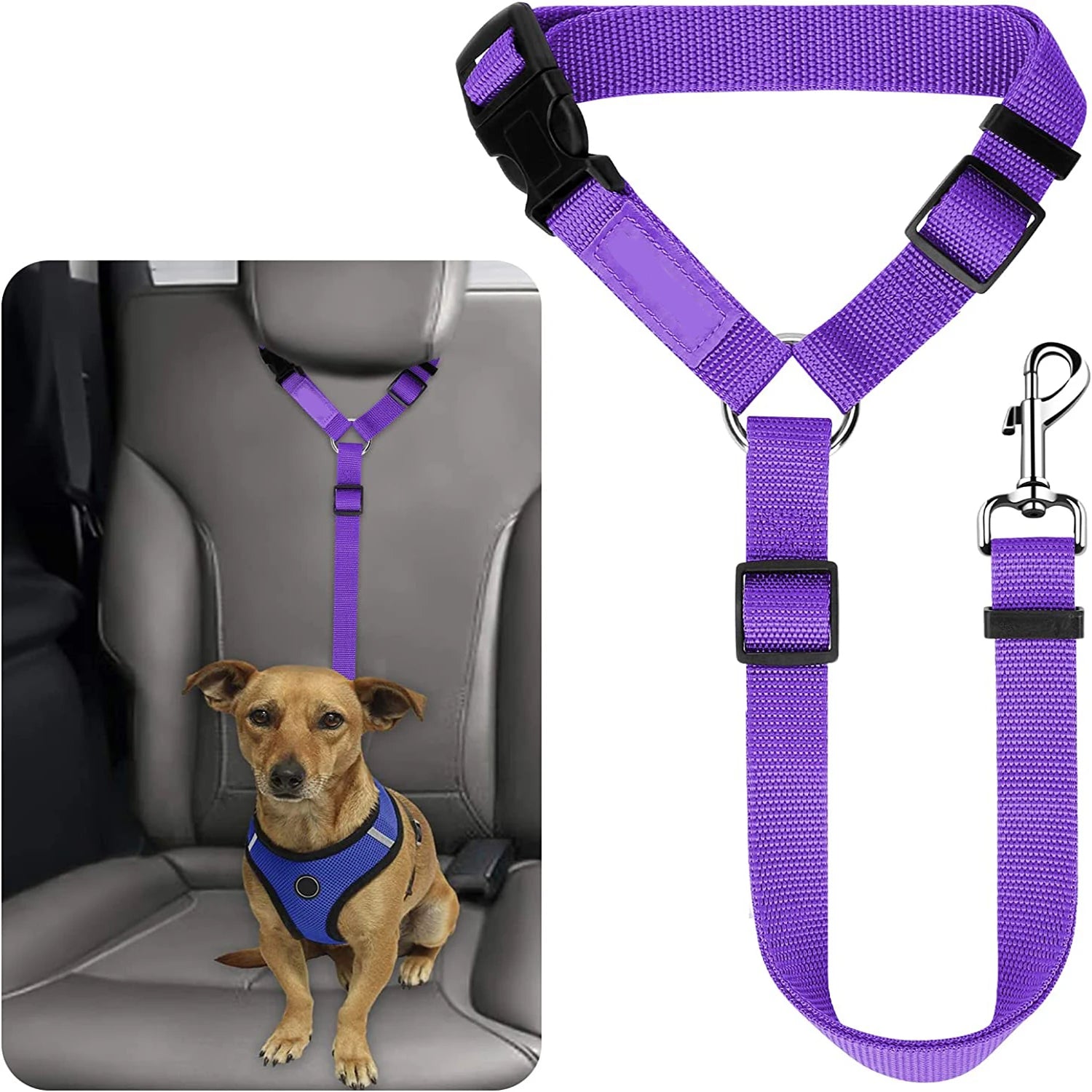 Adjustable Pet Car Seat Belt – Dog & Cat Safety Restraint for Headrest