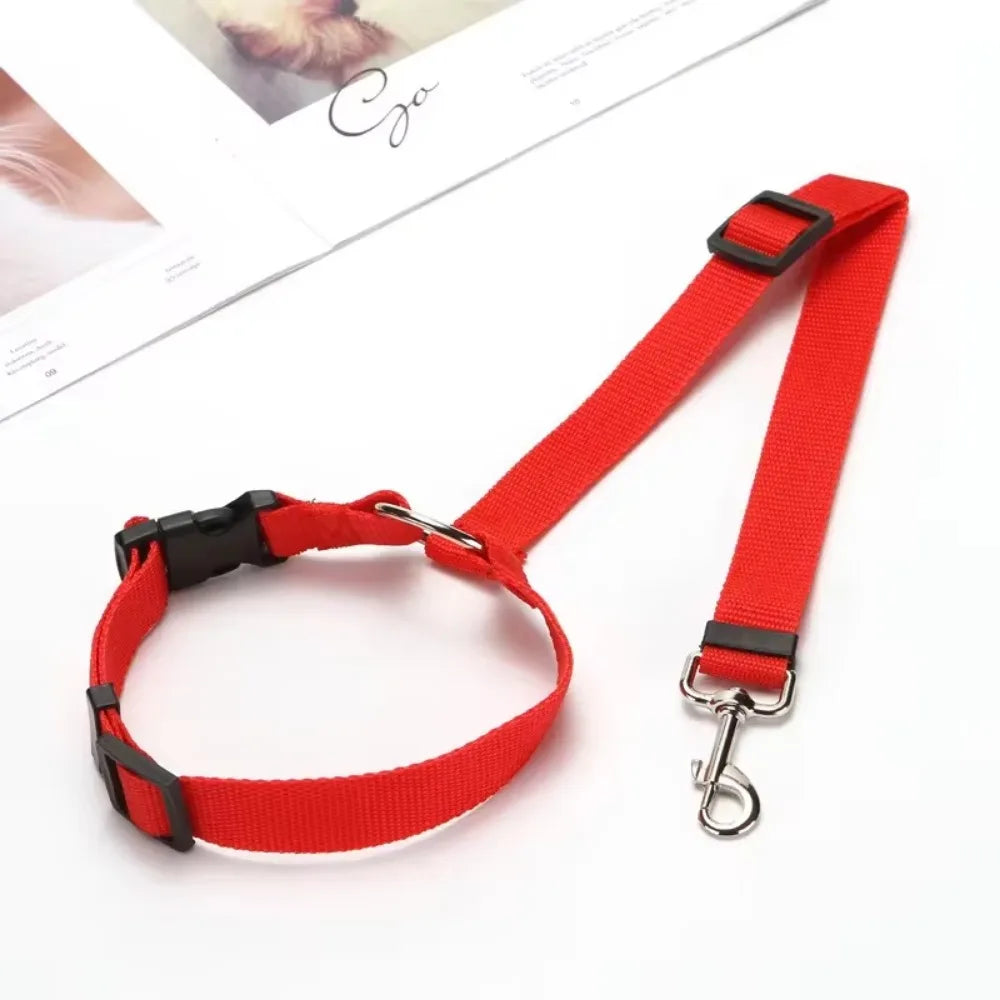2-in-1 Adjustable Pet Car Seat Belt & Nylon Leash – Solid Color