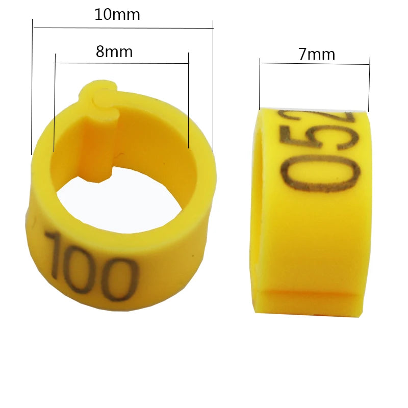 100pcs 8mm Bird ID Clip Rings – Numbered Plastic Leg Bands for Parrots & Pigeons