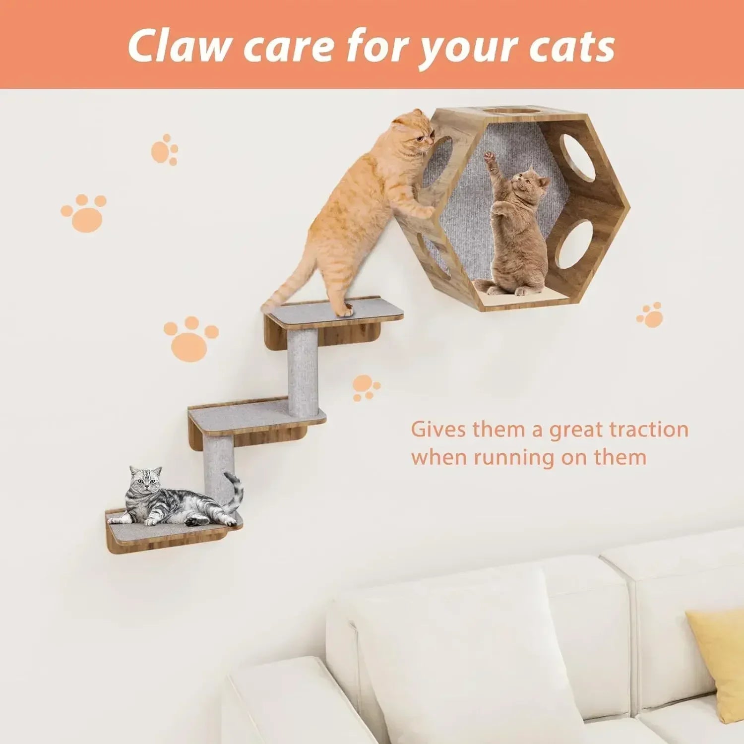 Self-Adhesive Cat Scratcher Pad – Sofa & Wall Protector Scratch Mat