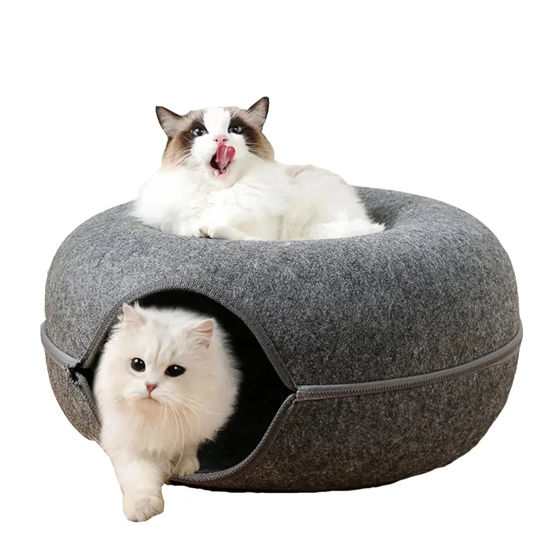 Donut Cat Tunnel Bed – Felt Cat House & Interactive Toy for Kittens