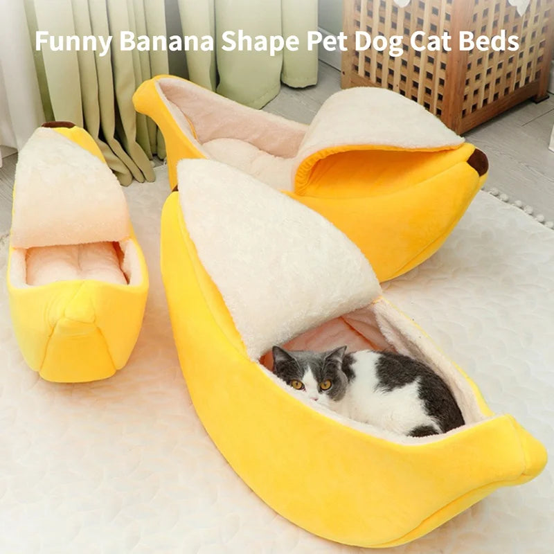 Banana Cat Bed House – Cozy, Portable Pet Cushion for Cats & Small Dogs