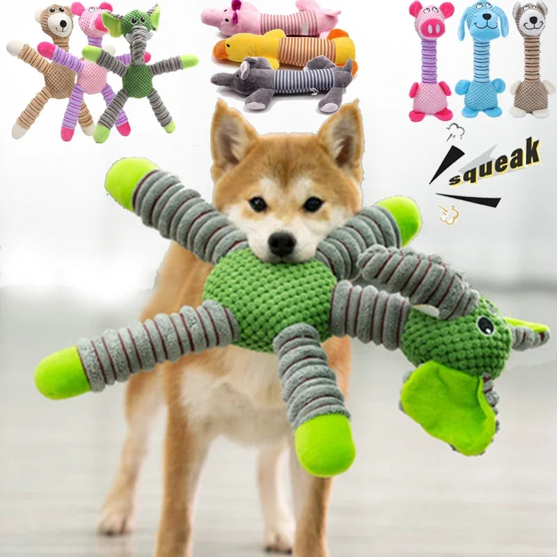 Indestructible Squeaky Plush Dog Toy – Animal Shape Chew Toy for Dogs