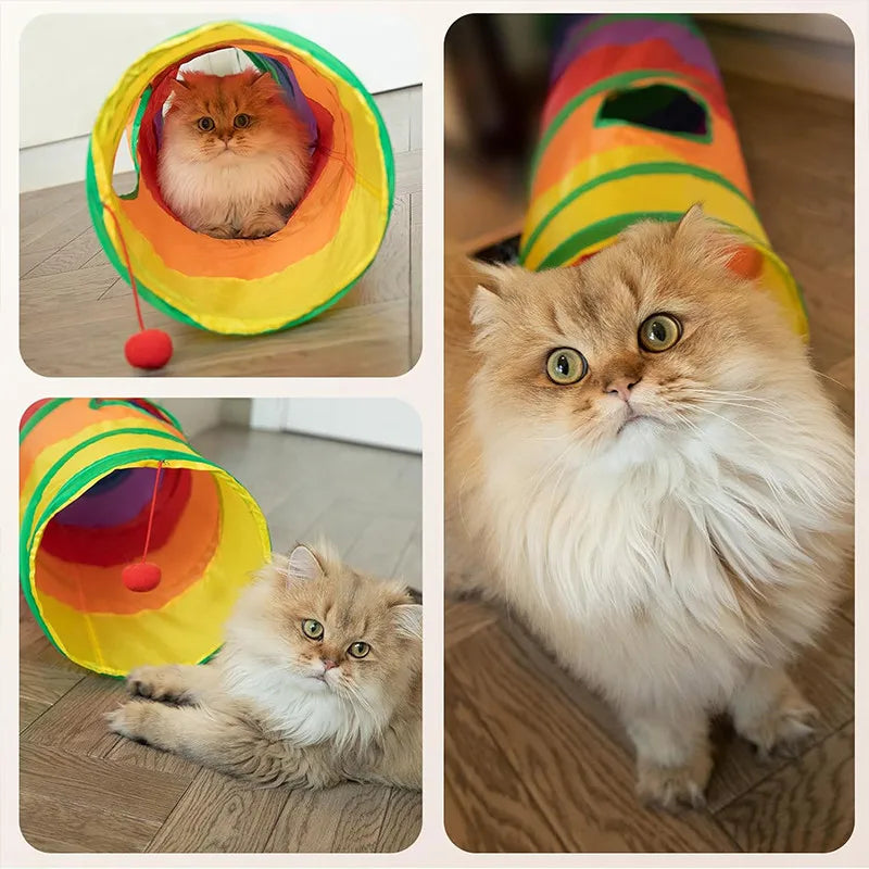 Foldable Cat Tunnel Toy – Breathable Indoor Play Tunnel with Crinkle Paper