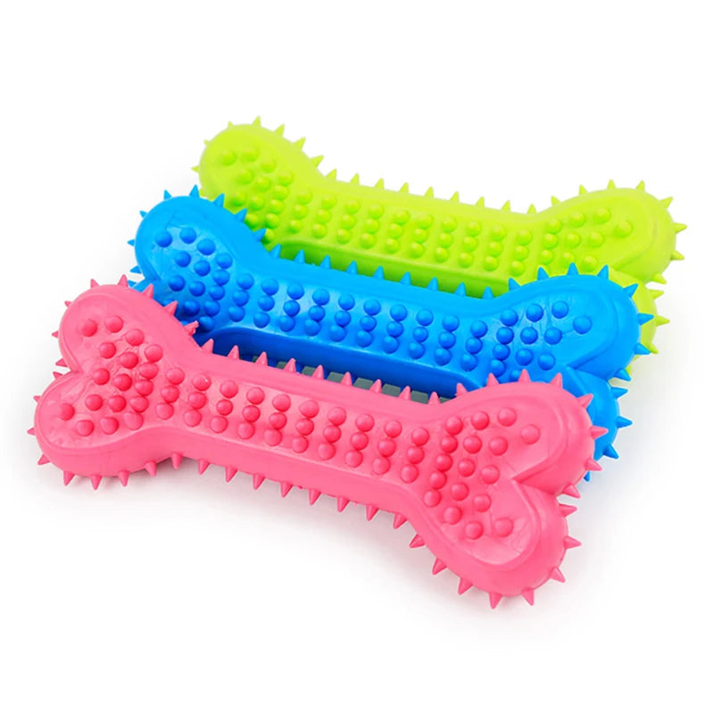 Rubber Bone Chew Toy – Bite-Resistant & Teeth Cleaning Toy for Small Dogs