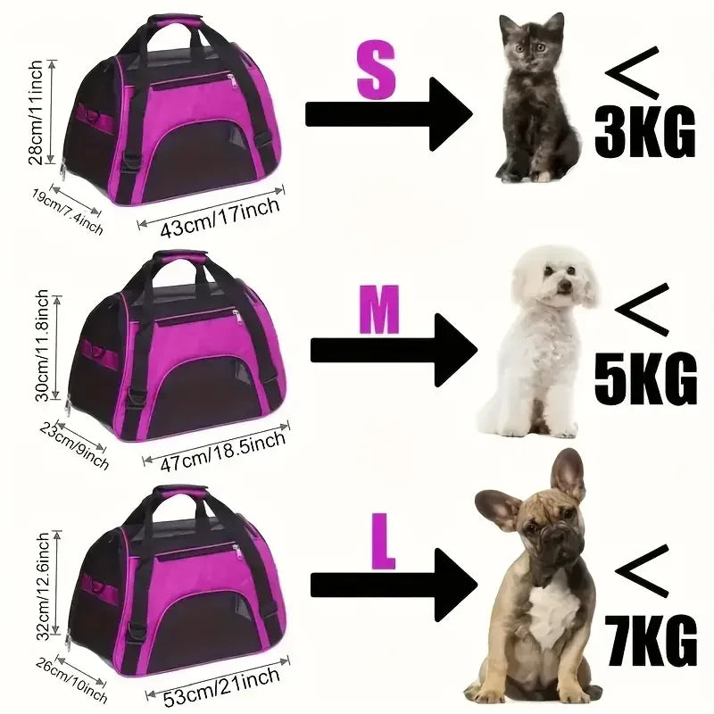 Portable Pet Carrier Bag – Breathable Travel Handbag for Small Dogs & Cats