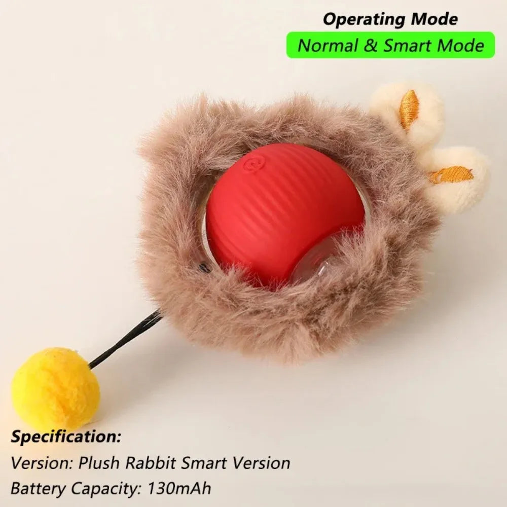 Rechargeable Smart Cat Ball Toy – Auto Rolling with Faux Tail, Imitates Mouse