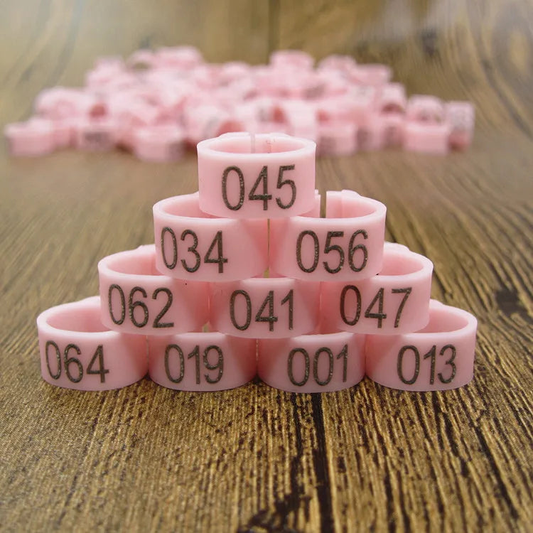 100pcs 8mm Bird ID Clip Rings – Numbered Plastic Leg Bands for Parrots & Pigeons