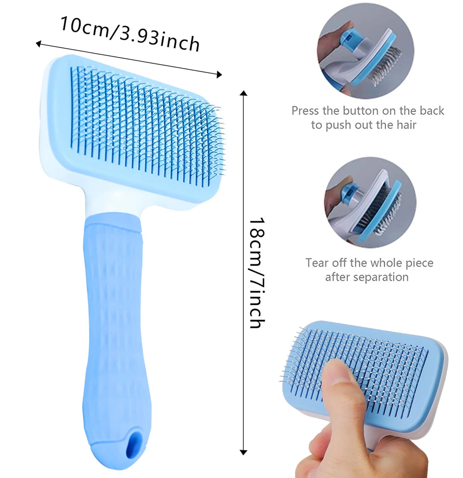 Pet Hair Remover Brush – Grooming Comb for Long-Haired Dogs & Cats
