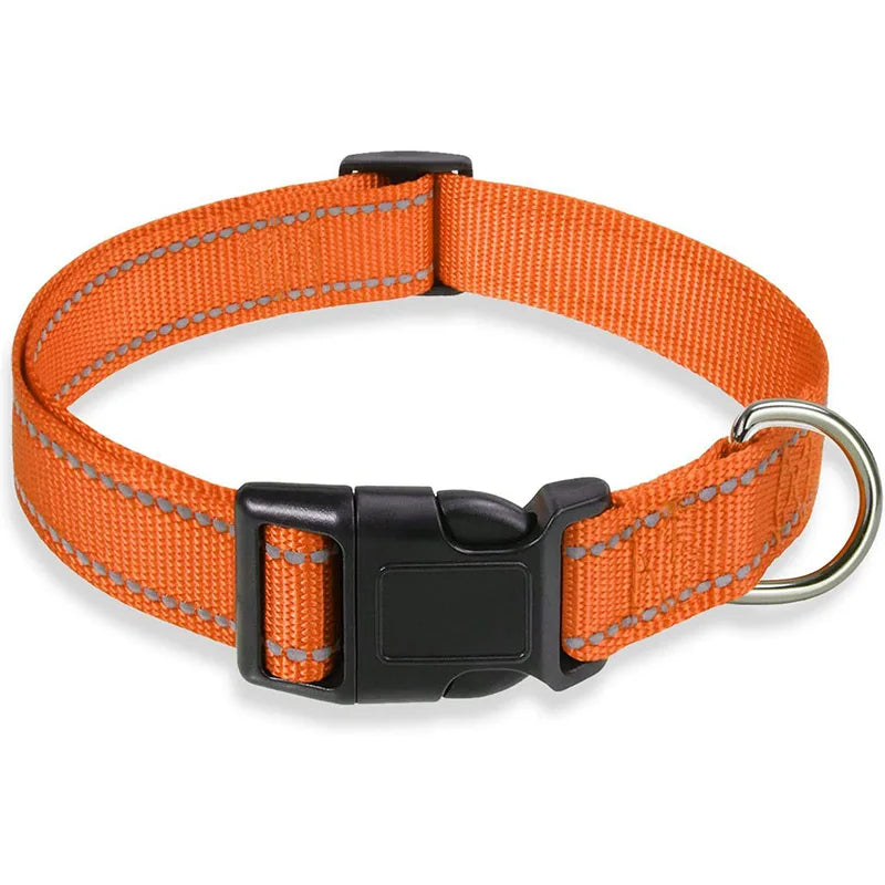Reflective Adjustable Nylon Dog Collar for Small & Medium Pets