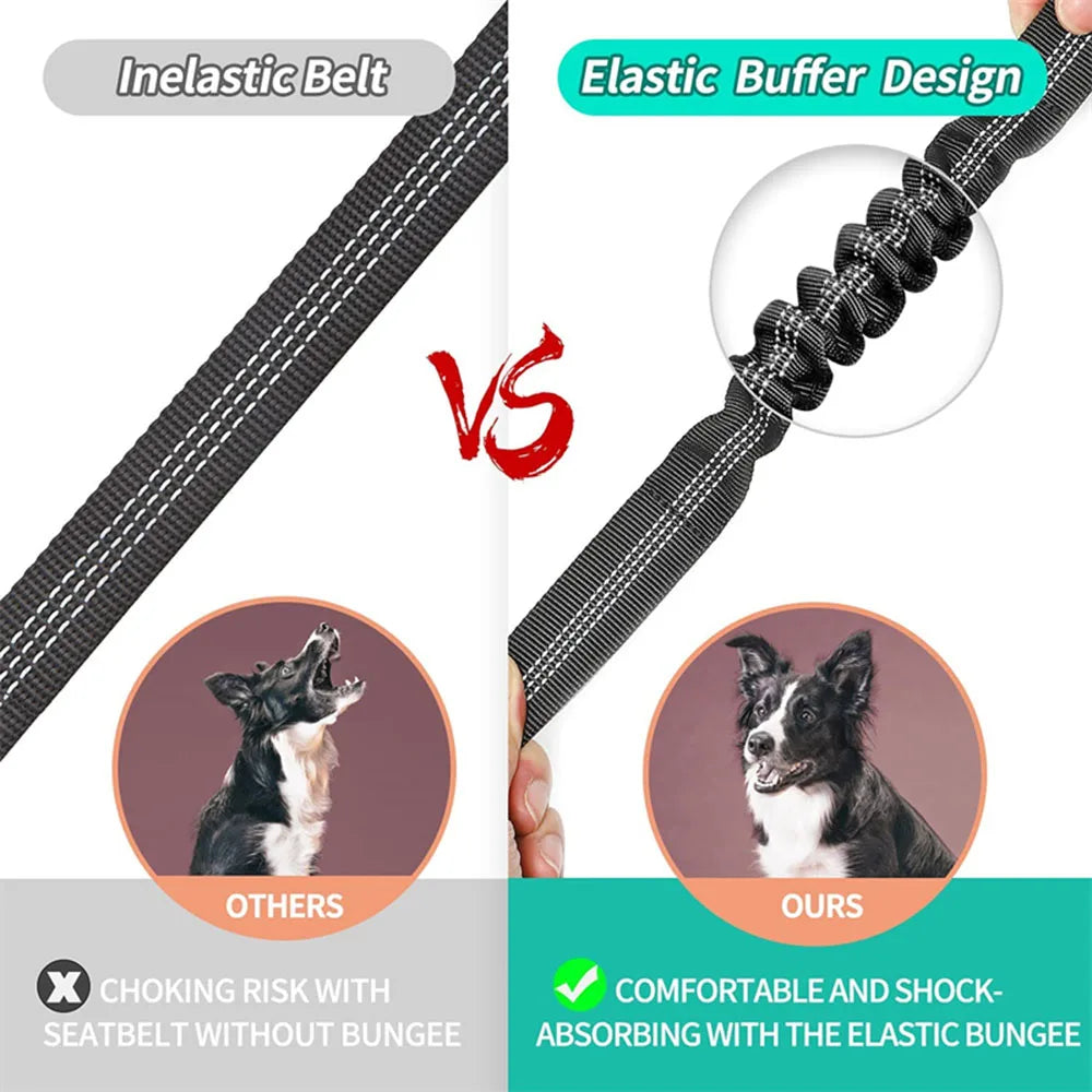 Adjustable Reflective Dog Car Seat Belt – Cushioned Elastic Travel Harness