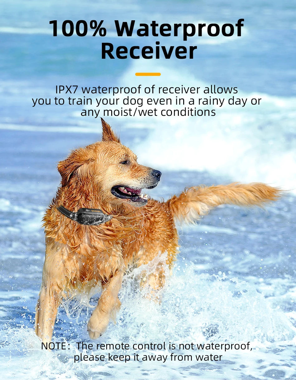 ROJECO Electric Dog Training Collar Digital Rechargeable Remote Control IPX7 Waterproof Vibrator Pet Dog Bark Stop Shock Collar