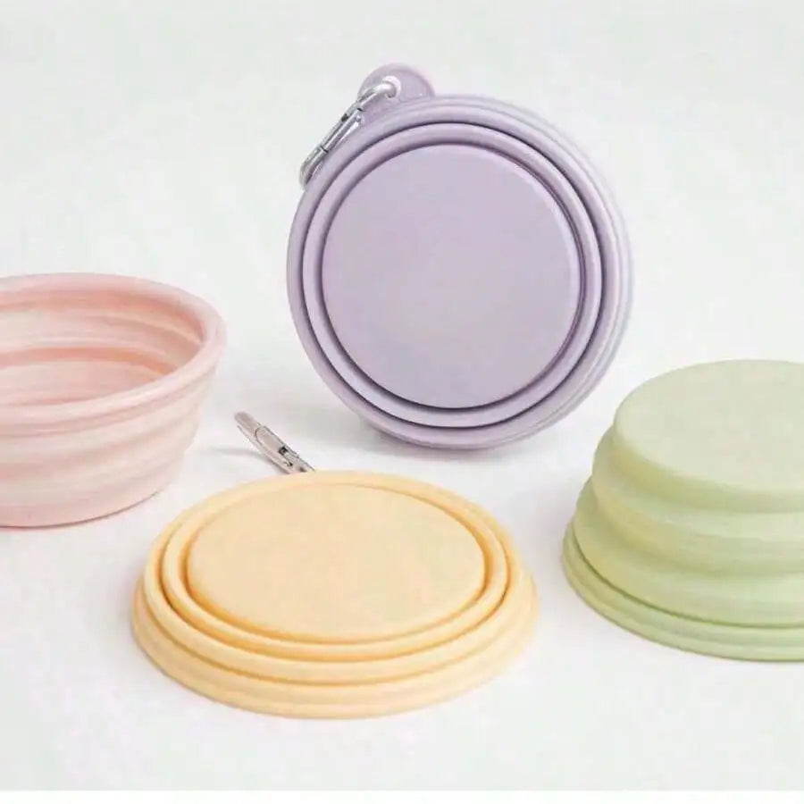 350ml Foldable Pet Travel Bowl – Macaron Color with Carabiner