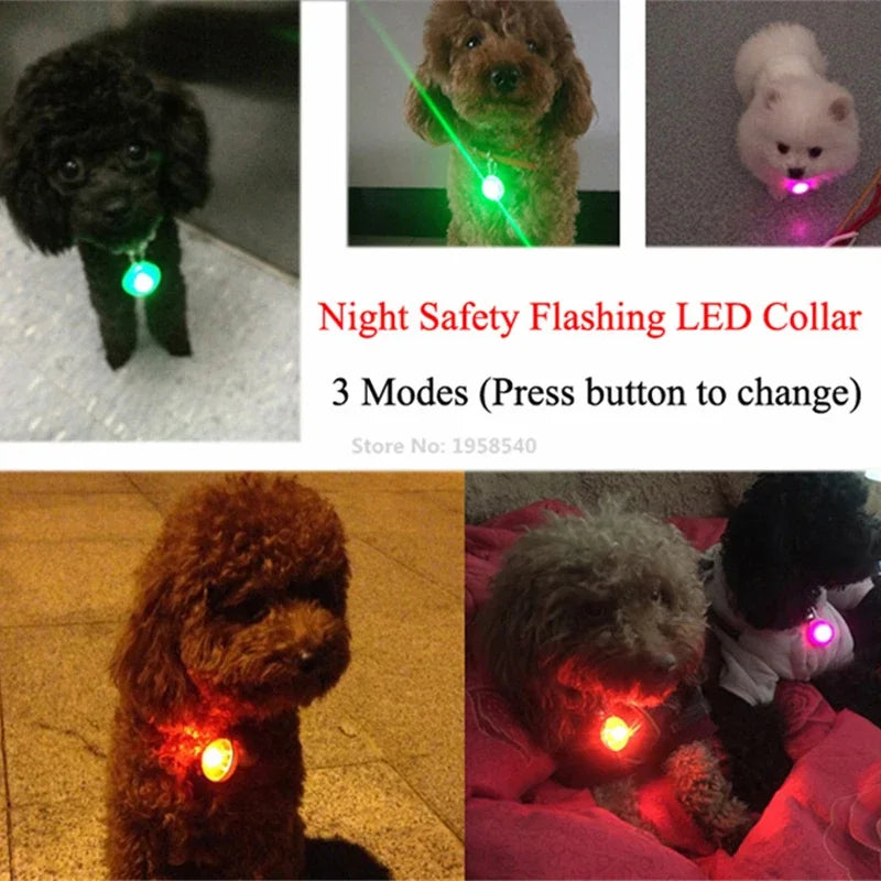 LED Flashing Dog Collar – Glowing Night Safety Pet Collar with Pendant
