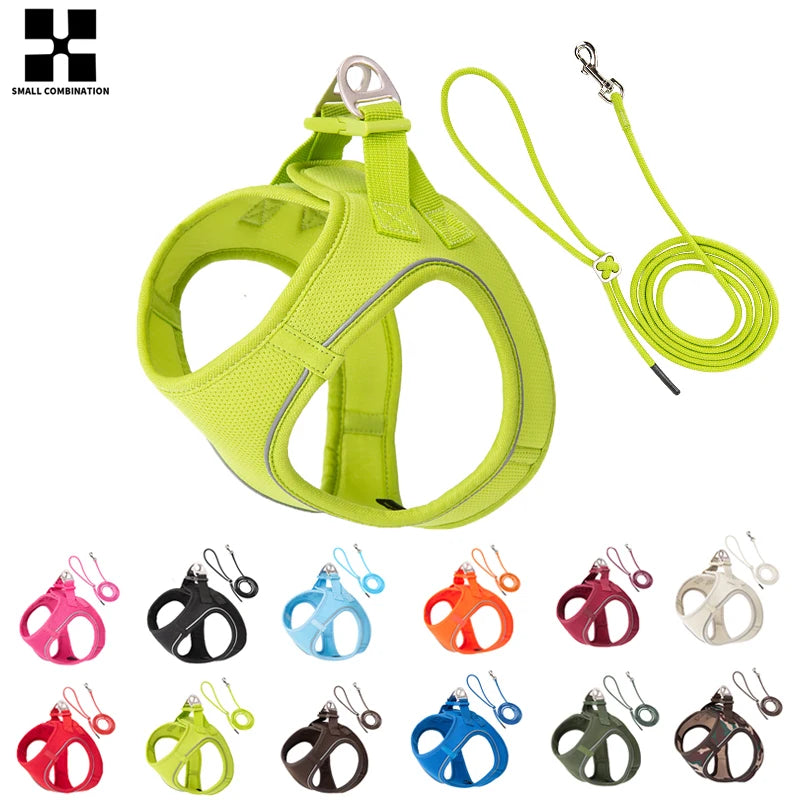 Reflective Dog Harness & Leash Set – Adjustable Pet Vest for Small & Medium Dogs