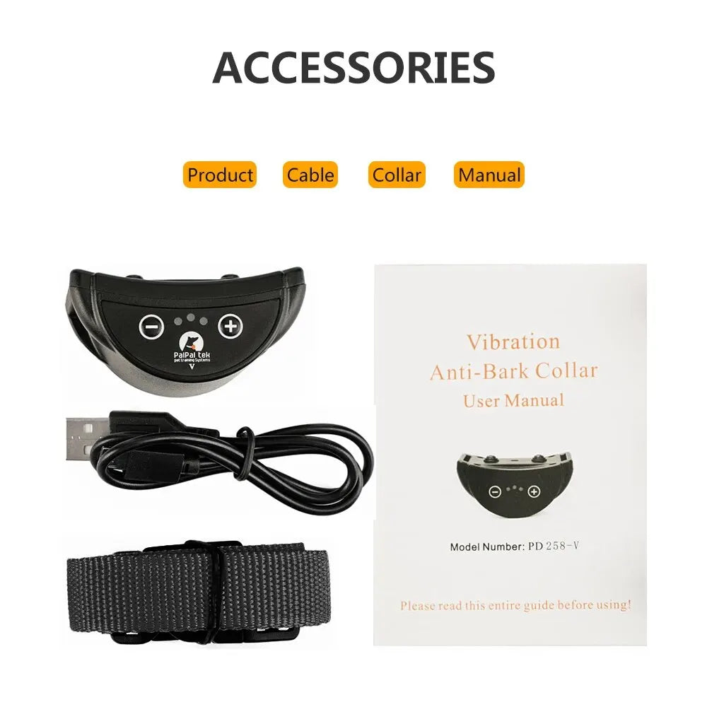 Rechargeable Anti-Bark Dog Collar – Vibration Training Collar for Small & Medium Dogs