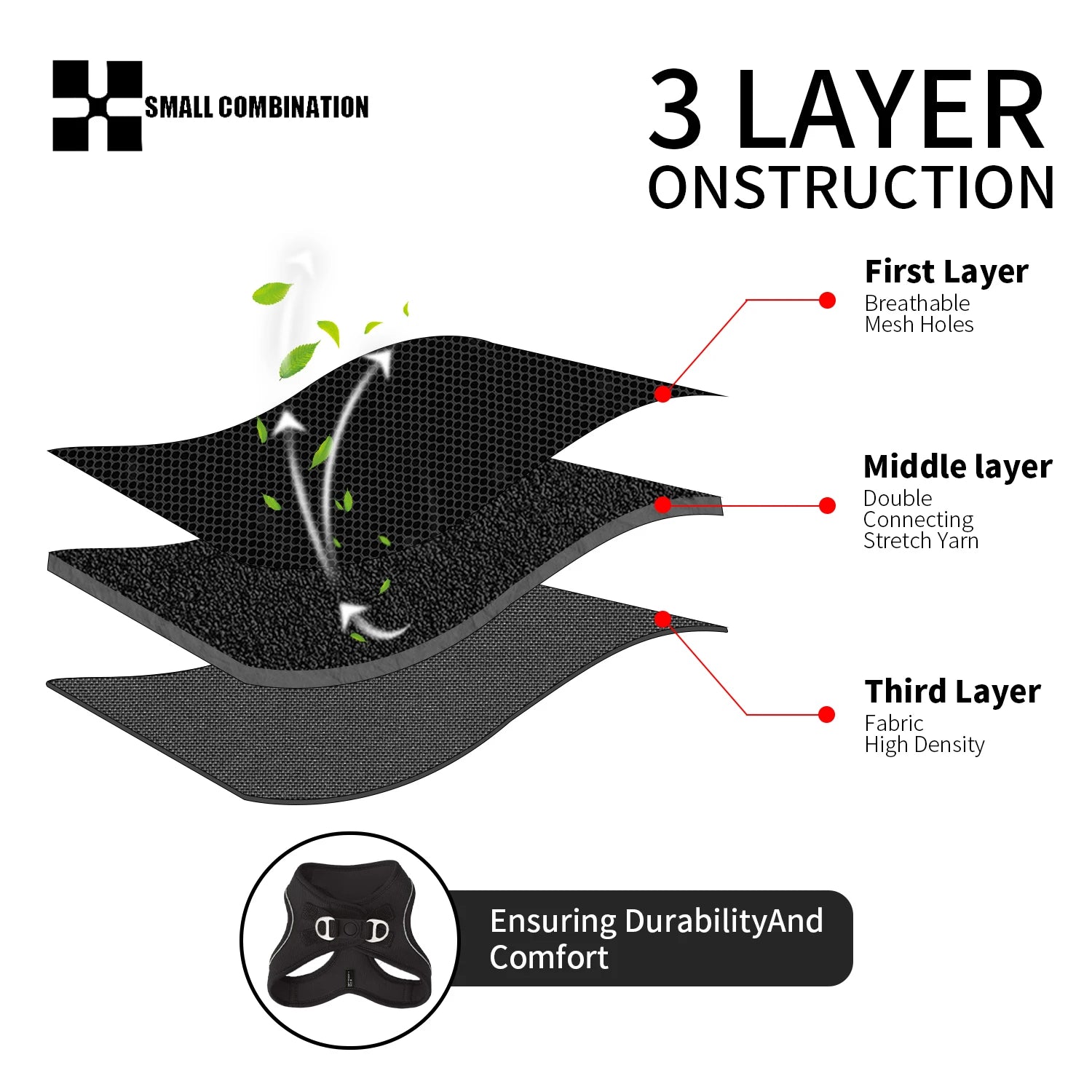 Reflective Dog Harness & Leash Set – Adjustable Pet Vest for Small & Medium Dogs