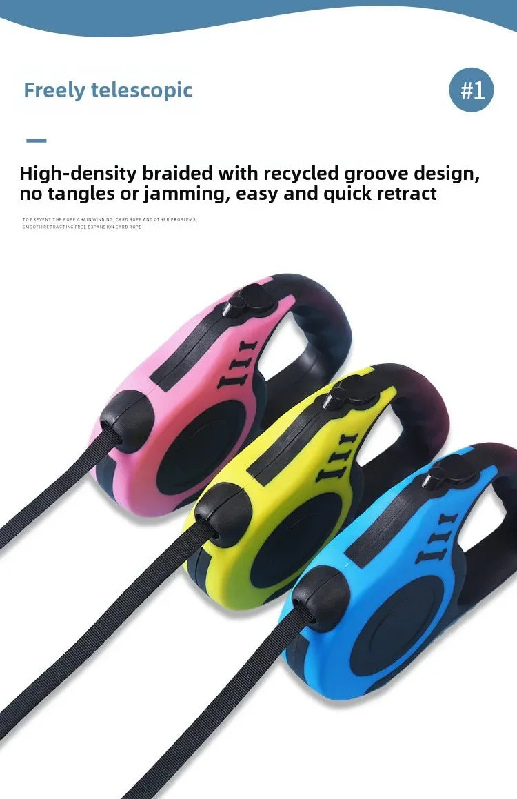 Retractable Dog Leash – 3M/5M Durable Nylon Lead for Small to Large Pet