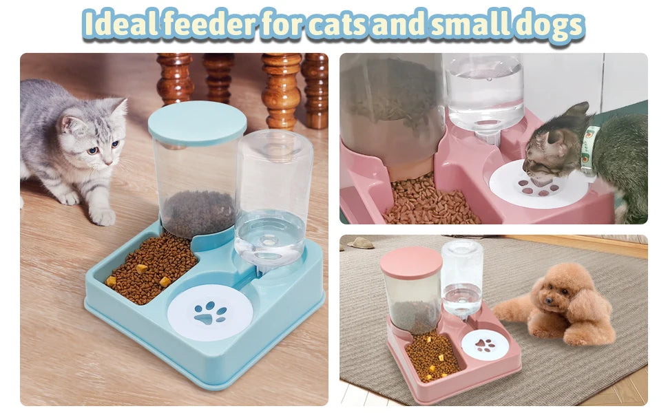 2-in-1 Automatic Cat Feeder & Water Dispenser – Tilted Gravity Pet Feeding Set
