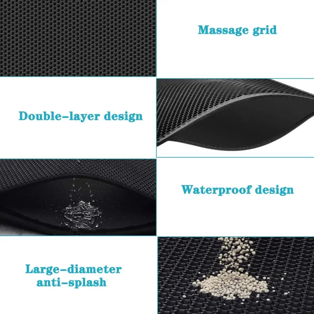 Waterproof Double-Layer Cat Litter Mat – Non-Slip, Washable Pad with Bonus Gift