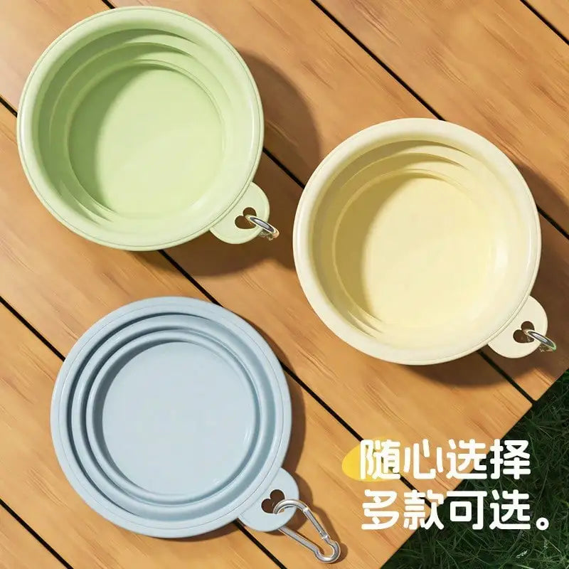 350ml Foldable Pet Travel Bowl – Macaron Color with Carabiner