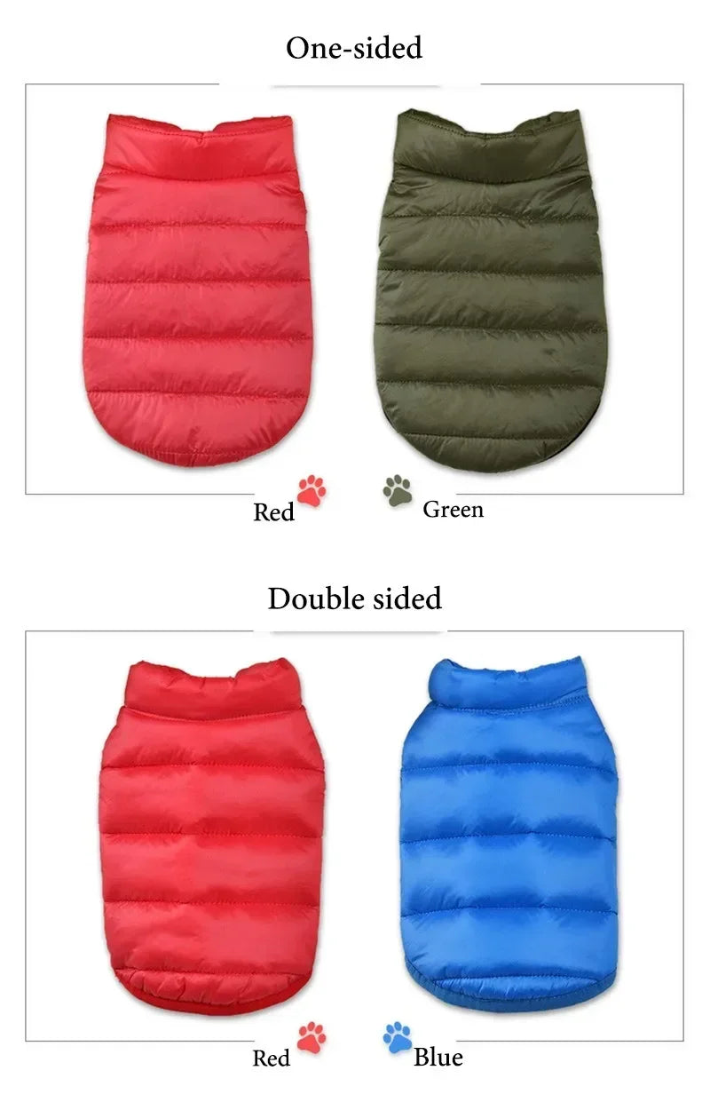 Double-Sided Winter Dog Coat – Warm Reversible Vest for Small & Medium Dogs