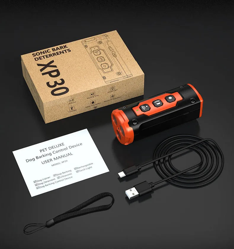 2023 Ultrasonic Dog Repeller – Rechargeable Anti-Bark Training Device with LED Flashlight