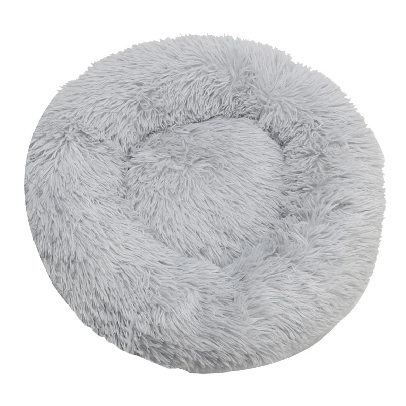 Round Plush Dog & Cat Bed – Warm Washable Pet Sofa for Winter