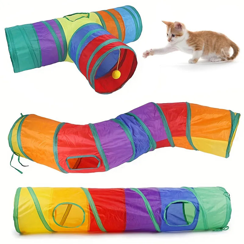 Foldable Cat Tunnel Toy – Breathable Indoor Play Tunnel with Crinkle Paper