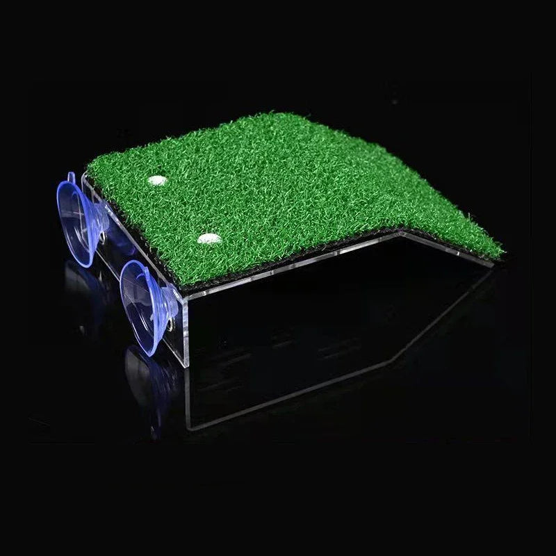 S/M/L Turtle Platform Float with Grass Ramp – Reptile Resting Terrace, Moss Island & Aquarium Habitat Decor