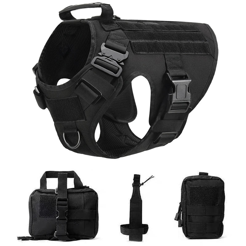 Tactical Dog Harness & Leash Set – Military Training Vest for All Breeds