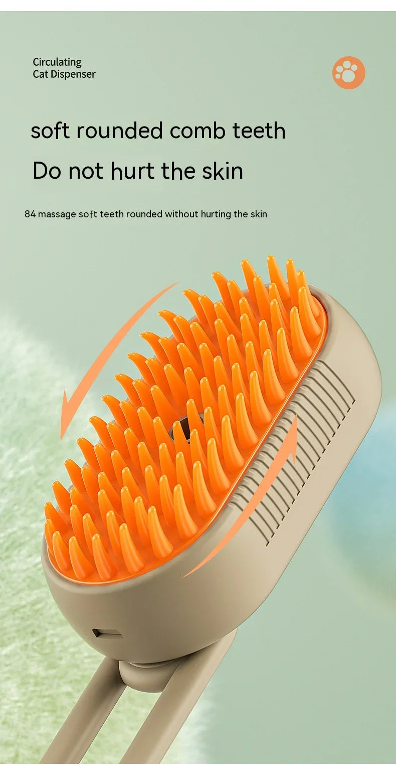 3-in-1 Electric Pet Steam Brush – Spray, Massage & Hair Removal Grooming Comb