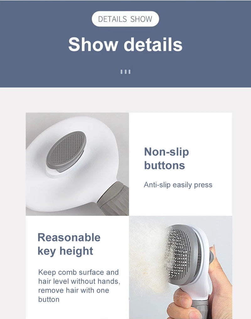 Pet Hair Remover Brush – Grooming Comb for Long-Haired Dogs & Cats