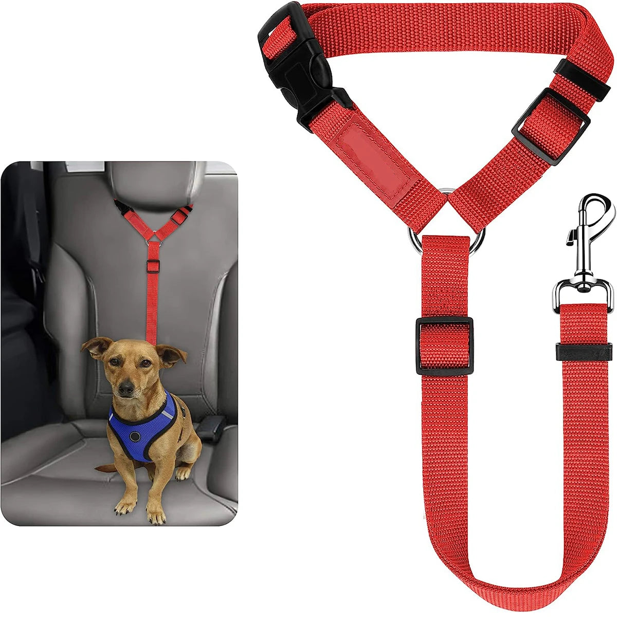 Adjustable Pet Car Seat Belt – Dog & Cat Safety Restraint for Headrest