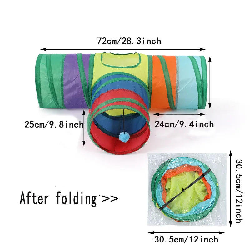 Foldable Cat Tunnel Toy – Breathable Indoor Play Tunnel with Crinkle Paper