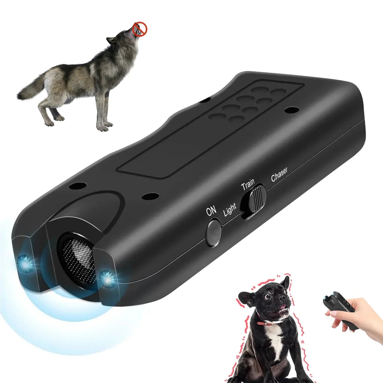 3-in-1 Ultrasonic Dog Repeller – Handheld Anti-Bark & Training Device