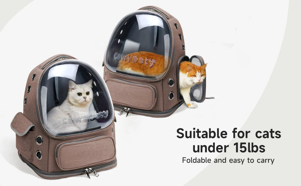 Transparent Folding Pet Carrier Backpack – Portable Travel Tote for Cats & Small Dogs