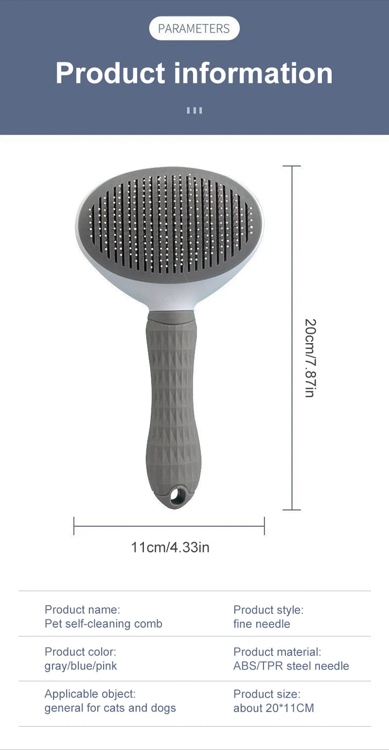 Pet Hair Remover Brush – Grooming Comb for Long-Haired Dogs & Cats