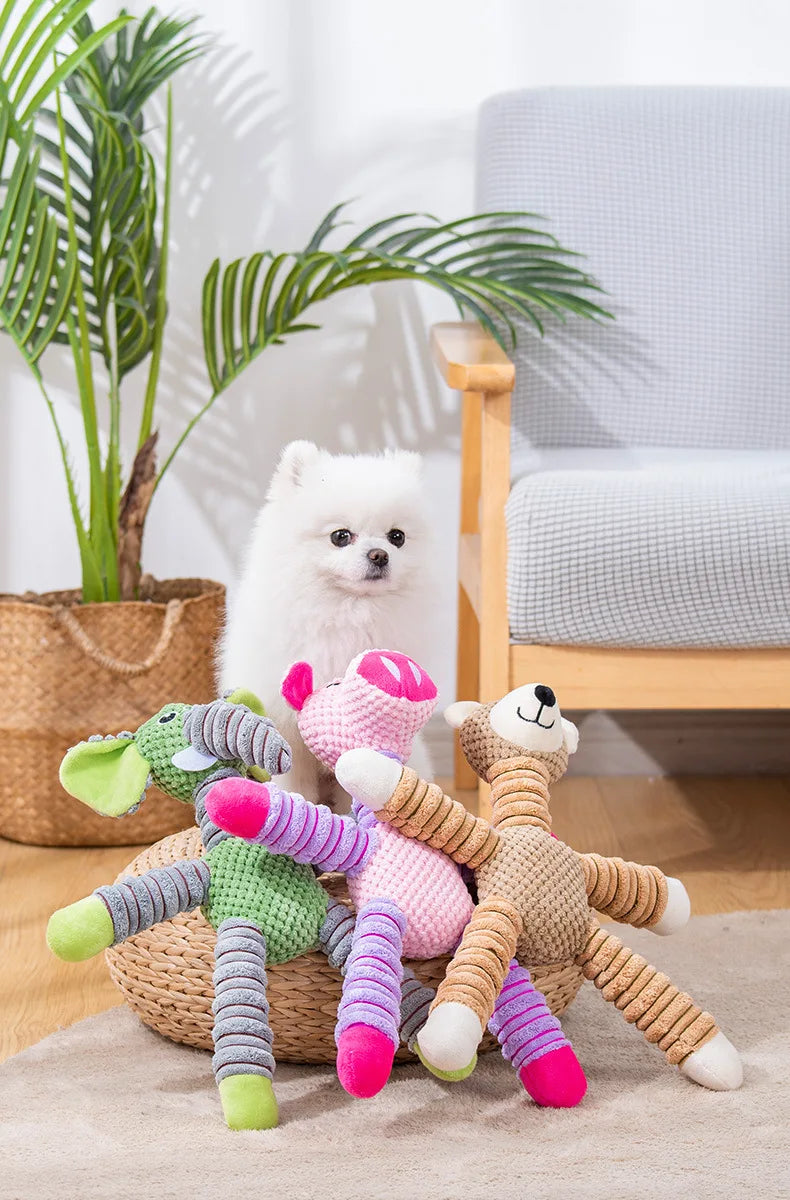 Indestructible Squeaky Plush Dog Toy – Animal Shape Chew Toy for Dogs