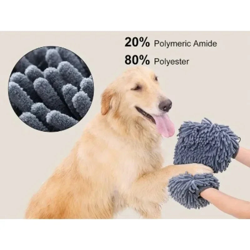 Double-Sided Pet Grooming Glove – Quick-Dry Microfiber Paw Towel Mitt for Dogs