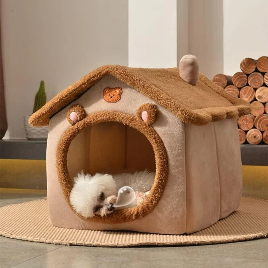 Foldable Pet House – Washable Cat & Small Dog Bed with Soft Cave Design
