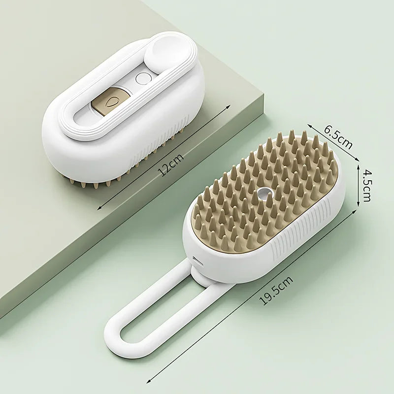 3-in-1 Electric Pet Steam Brush – Spray, Massage & Hair Removal Grooming Comb
