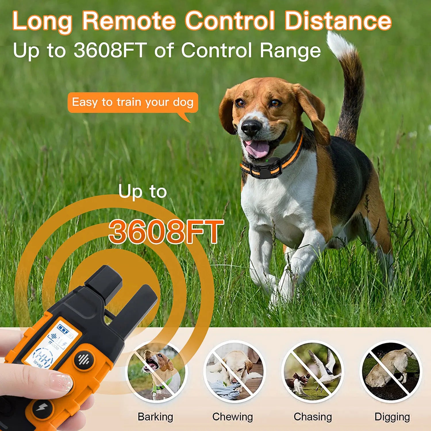 3300Ft Dog Training Collar – Waterproof Rechargeable Remote E-Collar