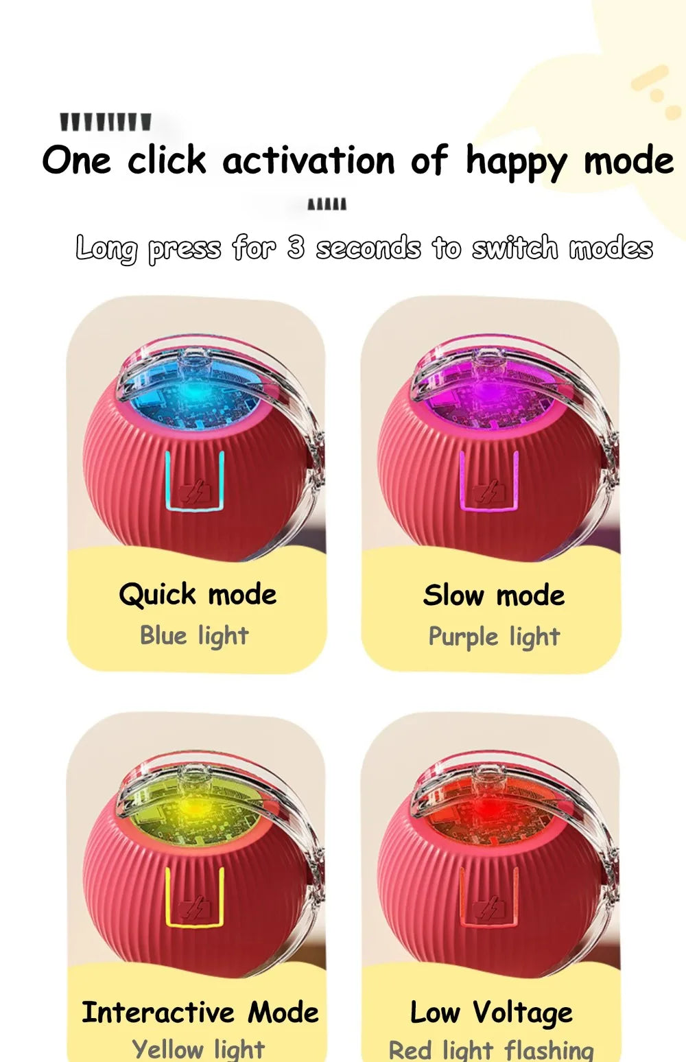 Rechargeable Smart Cat Ball Toy – Auto Rolling with Faux Tail, Imitates Mouse